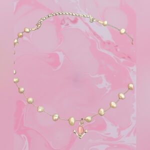 Elegant Pearl and Pink Stone Necklace